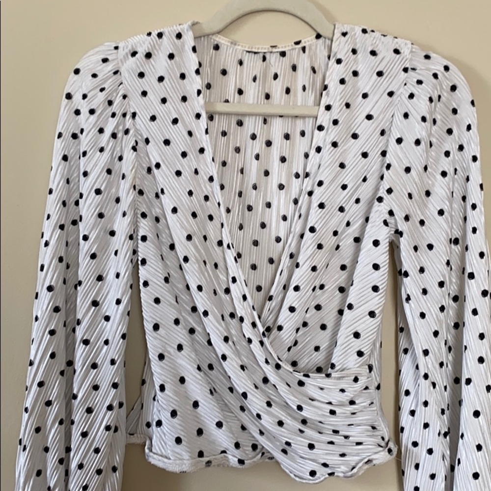 TopShop Knit Crinkle Criss Cross Polka Dot Printed - Picture 2 of 4